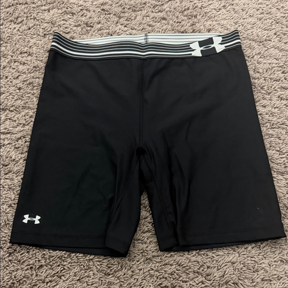 Under Armour Black Compression Shorts with Striped Waistband